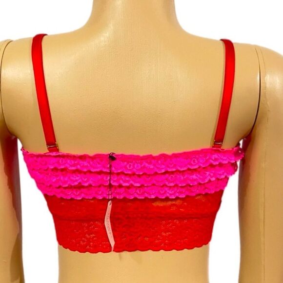 Victoria’s Secret Strapless Lace Ruffles unlined bralette bra red Small - Picture 4 of 6